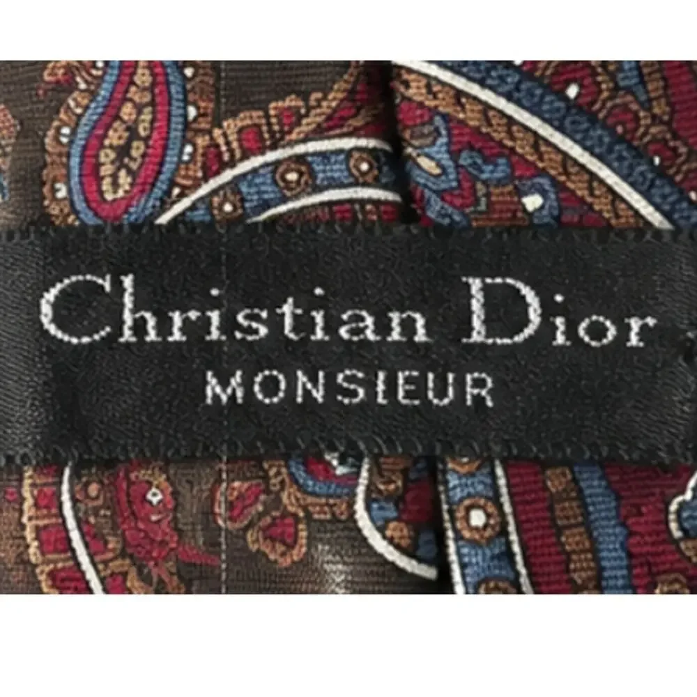 Christian Dior Monsieur Two Silk Ties Paisley Vintage Italy USA 58 x 3.5 Luxury